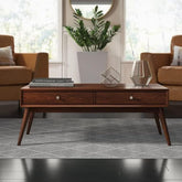 ONIJA Furniture Wooden Coffee Table,Sofa Center Table for Living Room | Coffee Centre Table with Two Drawes, Wooden Coffee Table for livingroom